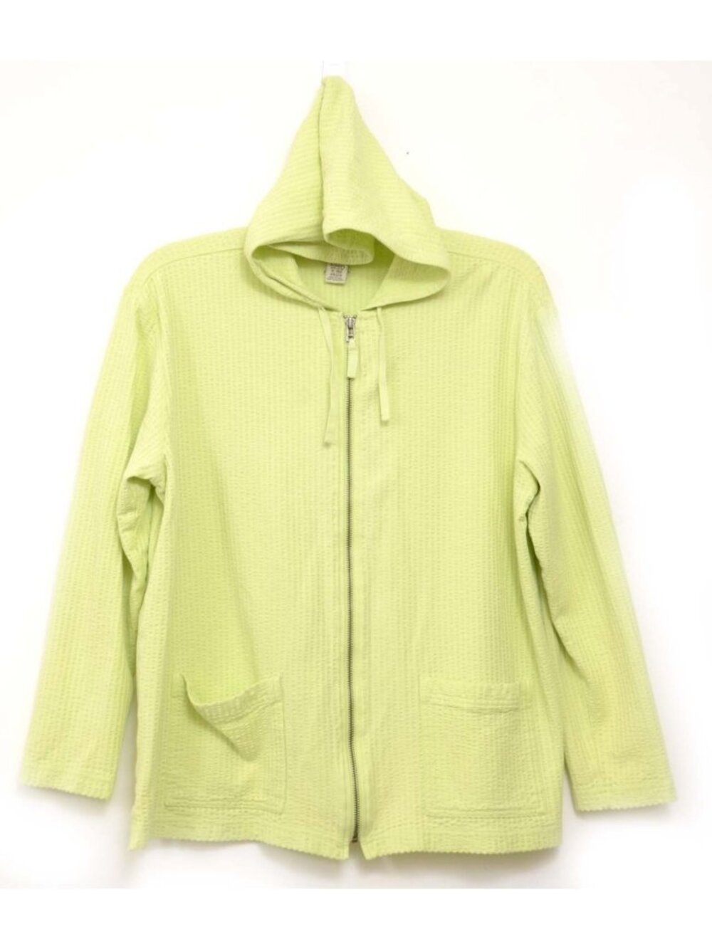 L.L.Bean Women XL 100% Cotton Waffle Knit Full Zip Athleisure Lightweight Jacket